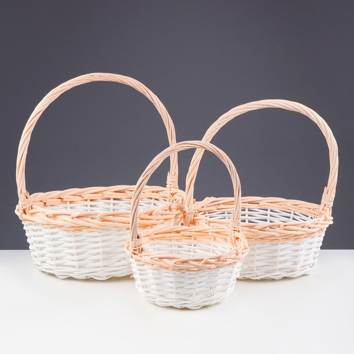 Набор корзин, 3 шт, 36×14×39 см, 32×12×34 см, 27×11×29 см, ива - Фото 1