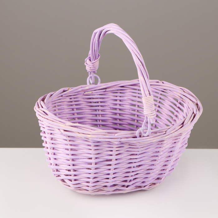 Корзина плетёная, сиреневая, 18×15×9 см, ива - Фото 1