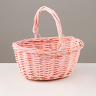 Корзина плетёная для хранения, 18×15×9 см, ручка h=9 см, ива, розовая - Фото 1