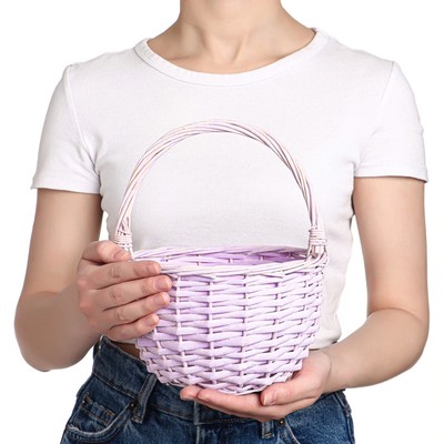 Корзина плетёная для хранения, 20×20×11.5 см, ручка h=13.5 см, лоза, сиреневая