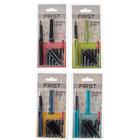 Ручка перьевая, (7 синих картриджей, поршень) блистер, МИКС - Фото 2