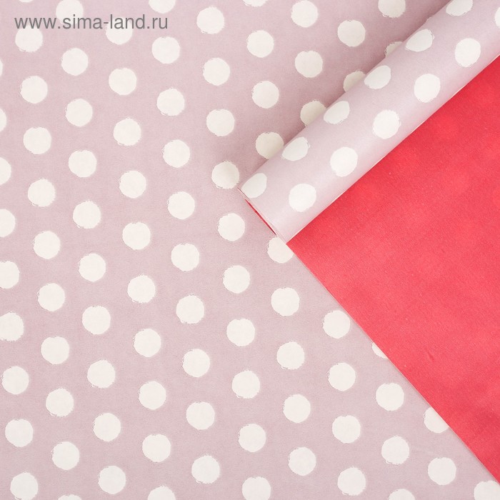 Бумага крафт белый «Для тебя» розовый горох, 0.68 × 8 м - Фото 1