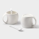 Набор чайный керамический на деревянной подставке «Эстет», 6 предметов: 2 чашки 200 мл, 2 подставки 9.5 см, 2 ложки, цвет белый - Фото 5