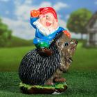 Садовая фигура "Гном с ёжиком", разноцветная, 38 см - Фото 2