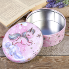 Шкатулка металл круглая "Маленький единорог в облаках" 8х17х17 см - Фото 2