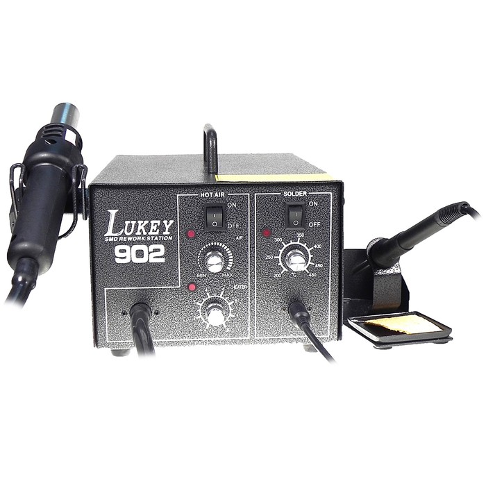 Паяльная станция LUKEY 902, компрессорная, аналоговая, 650 Вт, 100-480 °С, фен/паяльник