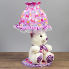 Лампа настольная "Мишка с фиолетовым шарфом" 1х40Вт Е14  белый 37х18х19 см - Фото 3