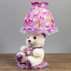 Лампа настольная "Мишка с фиолетовым шарфом" 1х40Вт Е14  белый 37х18х19 см - Фото 4