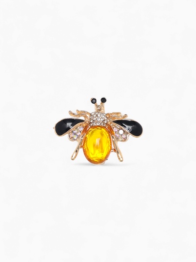 Брошь «Муха» в полёте, цвет жёлто-чёрный в золоте
