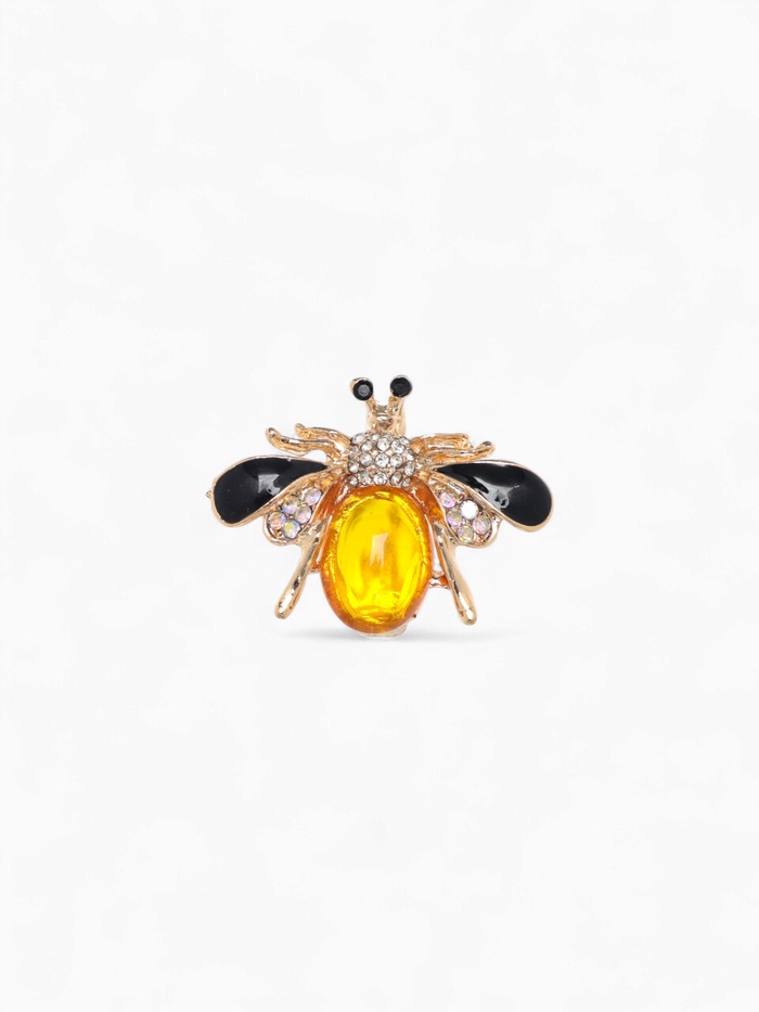 Брошь «Муха» в полёте, цвет жёлто-чёрный в золоте - Фото 1