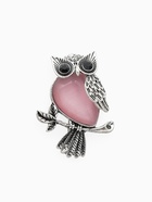 Брошь «Сова», сиреневая в чернёном серебре - Фото 1
