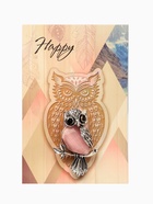 Брошь «Сова», сиреневая в чернёном серебре - Фото 5