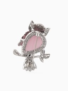 Брошь «Сова», сиреневая в чернёном серебре - Фото 3