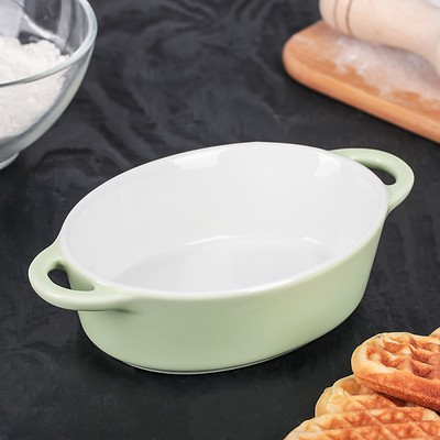 Форма для запекания из жаропрочной керамики Доляна "Долли", 18,5×11×4,5 см цвет зелёный