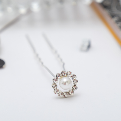 Шпилька для волос «Бусинка в круге», 1.2×6 см, серебро