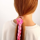 Коса на резинке, 42 см, цвет розовый - Фото 3