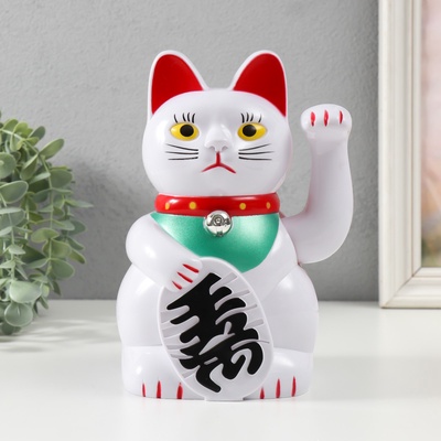 Маятник настольный антистресс «Манэки-нэко белый», пластик, от батареек 2×АА, 21×14×11.3 см