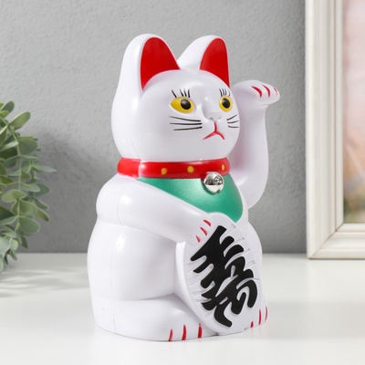 Маятник настольный антистресс «Манэки-нэко белый», пластик, от батареек 2×АА, 21×14×11.3 см