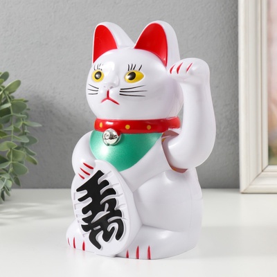 Маятник настольный антистресс «Манэки-нэко белый», пластик, от батареек 2×АА, 21×14×11.3 см