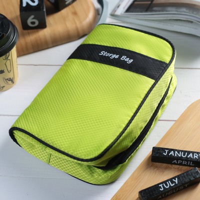 Косметичка дорожная, отдел на молнии, с ручкой, цвет салатовый