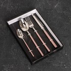 Набор столовых приборов из нержавеющей стали Magistro «Версаль», 4 предмета, цвет ручек розовый - Фото 4