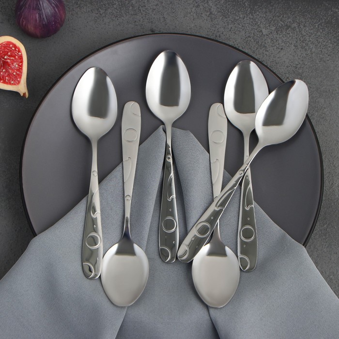 Набор ложек столовых из нержавеющей стали Доляна «Бабл», 20 см, 6 шт - Фото 1