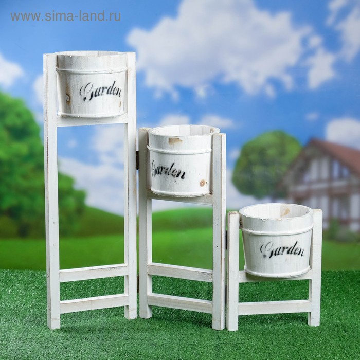 Кашпо "Трио" белое, 18*20*56 см - Фото 1