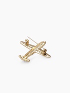 Брошь «Самолёт туристический», белая в золоте - Фото 4