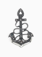 Брошь «Якорь» ретро, белая в чернёном серебре - Фото 1