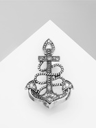 Брошь «Якорь» ретро, белая в чернёном серебре - Фото 6