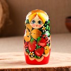 Матрёшка деревянная «Земляничка», чёрный платок, 5 кукольная, 18 см - Фото 3