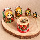 Матрёшка деревянная «Земляничка», чёрный платок, 5 кукольная, 18 см - Фото 4