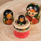 Матрёшка дерево «Рябина», чёрный платок, 3 кукольная, 12 см - Фото 4