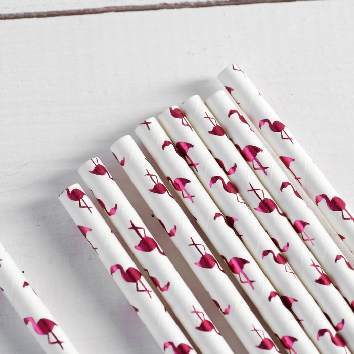 Трубочка для коктейля «Фламинго», набор 12 шт. - Фото 1