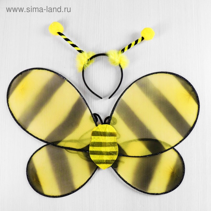 Карнавальный набор «Пчёлка», 2 предмета: ободок, крылья - Фото 1