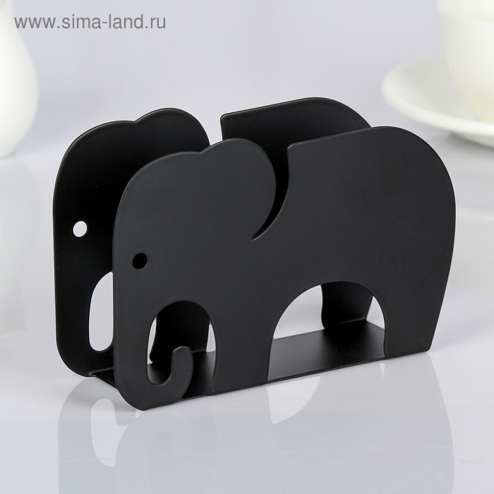 Салфетница «Слон», 14,5×4×9,5 см, цвет чёрный - Фото 1