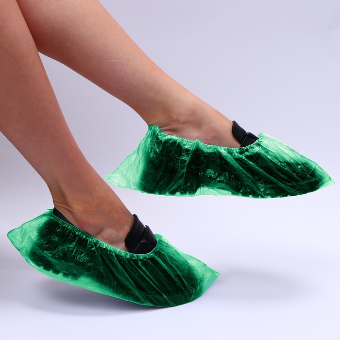 Бахилы детские 300×100 мм зелёные ПНД 28 мкр 1.9 г 25 пар/уп - Фото 1