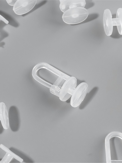 Крючок для штор, гвоздик с замком, 25×12 мм, прозрачный