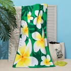 Полотенце пляжное Этель 70*140 см, Цветы на зеленом, микрофибра 250гр/м2 - Фото 1