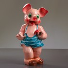 Копилка "Хрюша с цветком" 12х19х38см - Фото 3