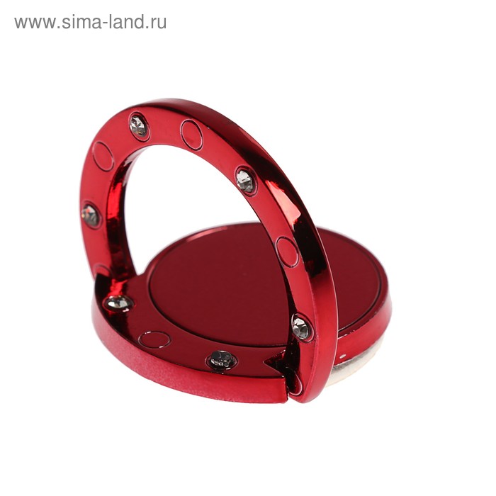 Держатель-подставка с кольцом для телефона LuazON, в кольца с камнями, красный