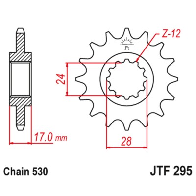 Звезда передняя, ведущая JTF295, стальная, цепь 530, 14 зубьев