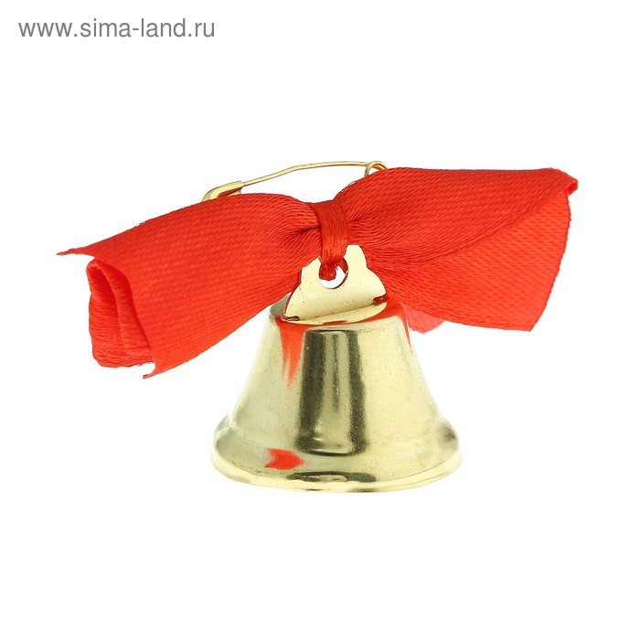 Колокольчик "Звоночек", атласный бант , красный - Фото 1