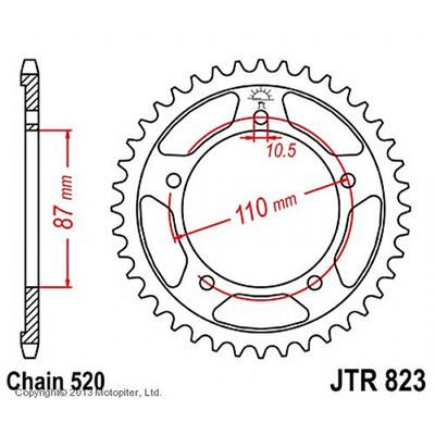 Звезда задняя, ведомая JTR823 стальная, цепь 520, 45 зубьев