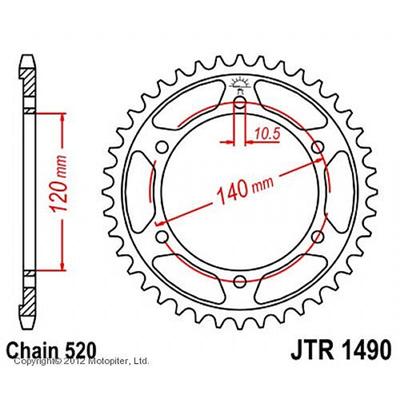 Звезда задняя, ведомая JTR1490 стальная, цепь 520, 37 зубьев