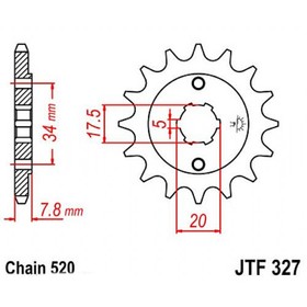 

Звезда передняя, ведущая JTF327, стальная, цепь 520, 14 зубьев