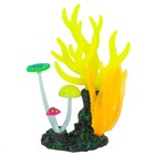 Флуоресцентная аквариумная декорация Gloxy, морские кораллы желтые, 14х6,5х21 см - Фото 1