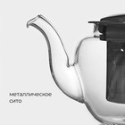 Чайник стеклянный заварочный с металлическим ситом «Калиопа», 250 мл, 15×8×9 см - Фото 2