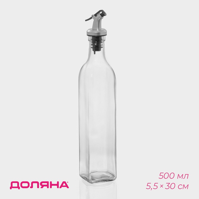 Бутылка для соусов и масла Доляна «Классик», 500 мл, 5.5×30 см, с капельным дозатором, стекло, прозрачная - Фото 1