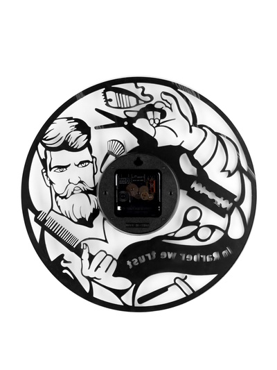 Часы настенные интерьерные «Барбершоп», бесшумные, плавный ход, 30×30 см, от батарейки 1хАА